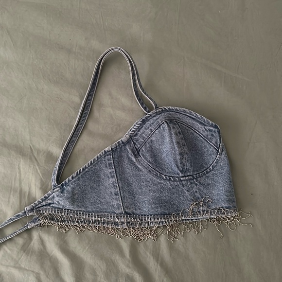 DENIM TIE UP TOP - Picture 1 of 3